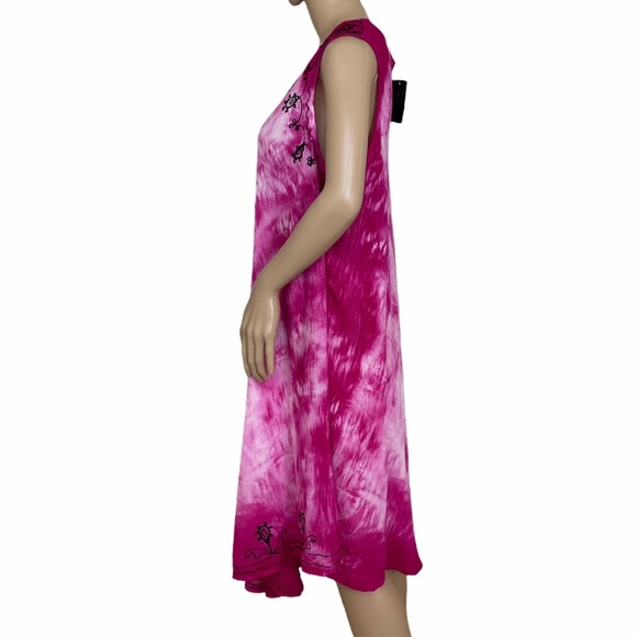 😳SALE😳 MM Collection Women’s Dress Pink Print Rayon - Picture 4 of 7